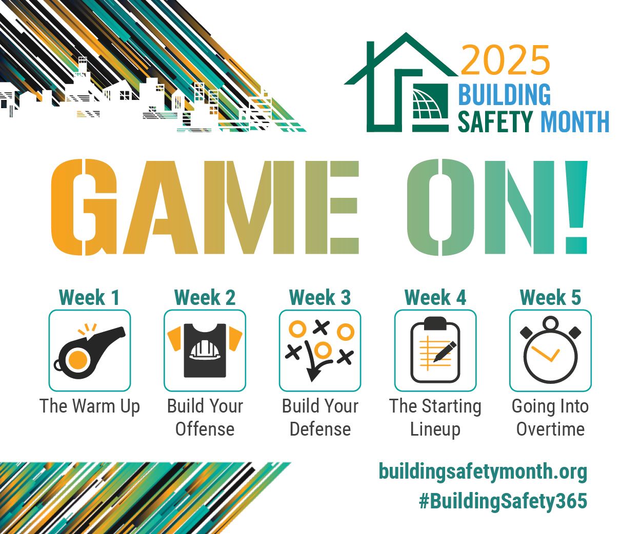 Building Safety Month 2025 Banner with weekly themes
